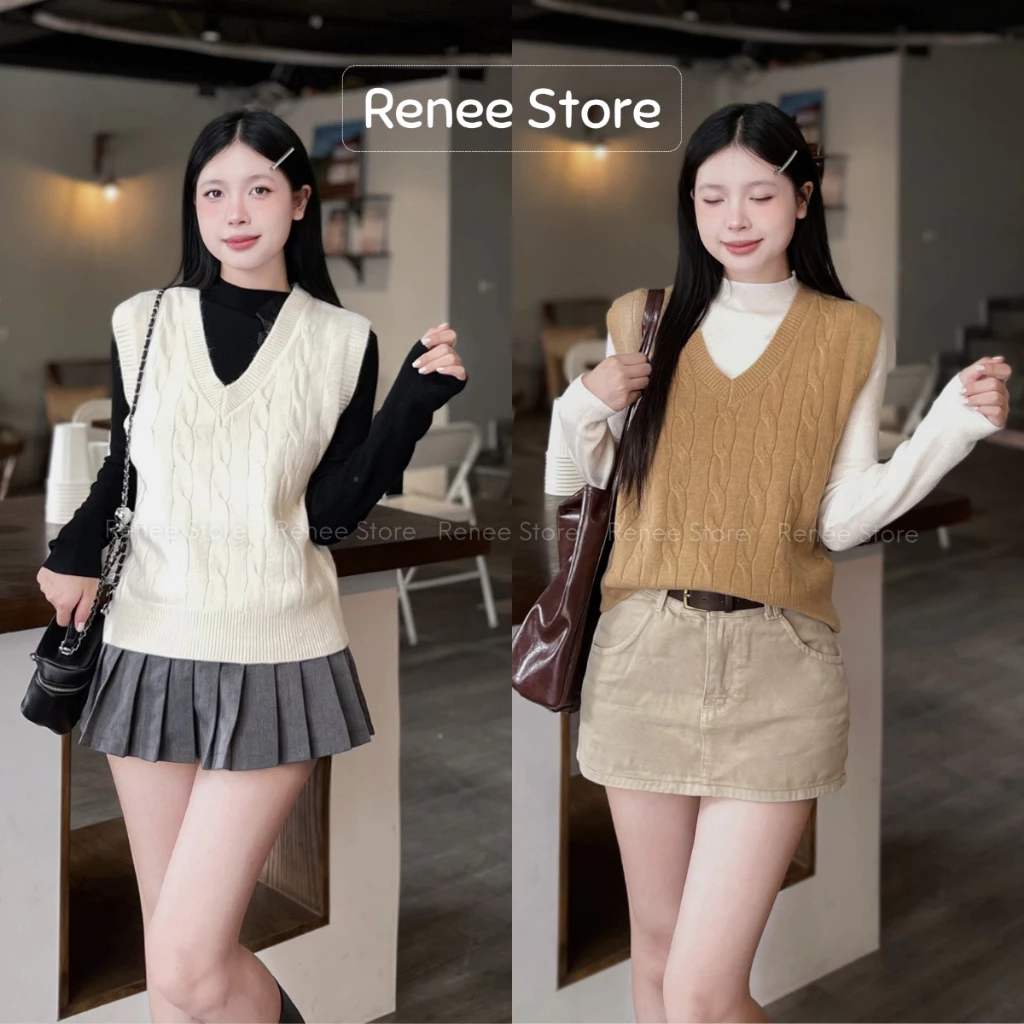 (ẢNH THẬT) Áo gile nữ cổ V, áo dệt kim len basic nhiều màu xinh xắn GL1152