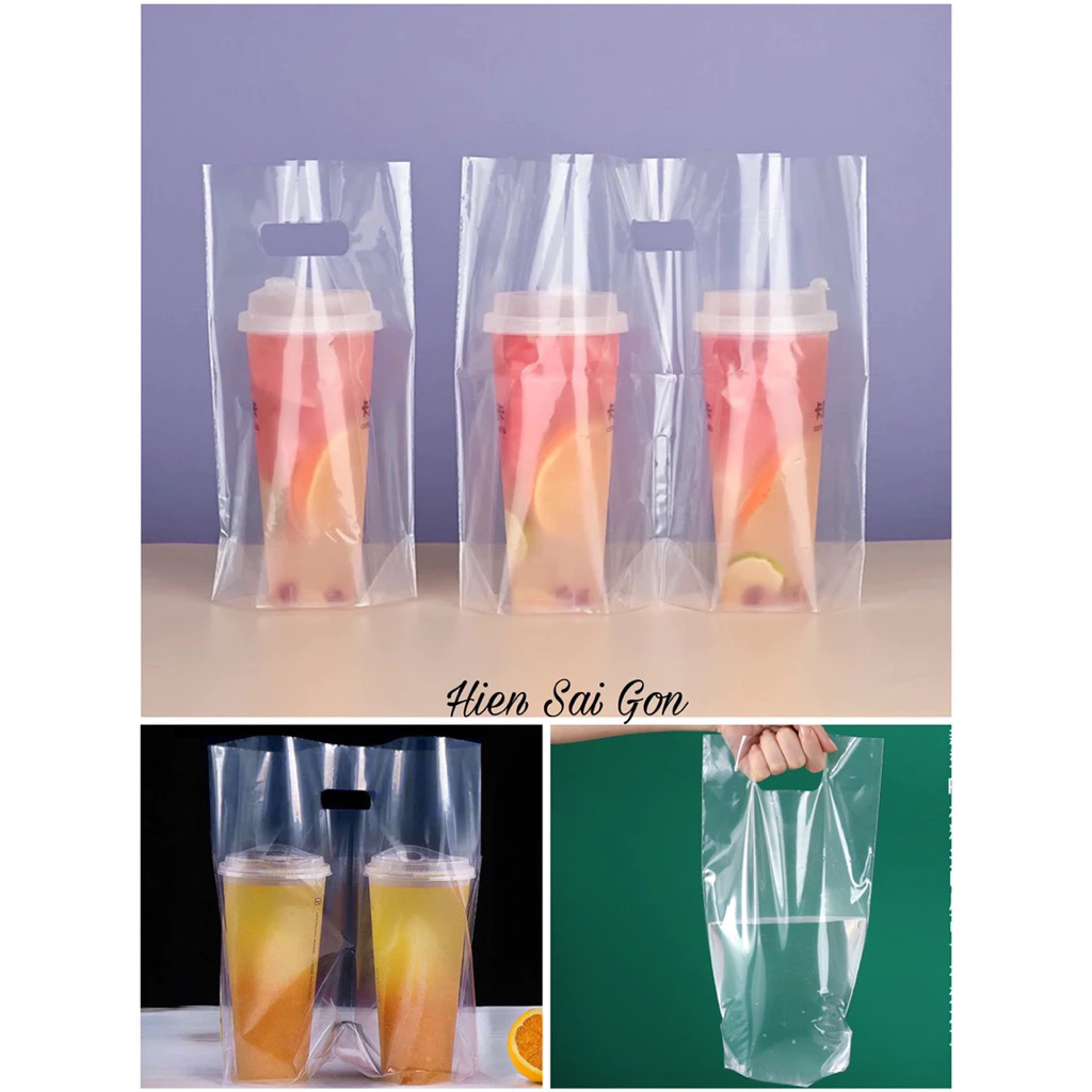 500g TÚI BOPP ĐỰNG TRÀ SỮA – CÀ PHÊ 1 LY, 2 LY | TÚI ĐỰNG LY NƯỚC UỐNG TAKE AWAY