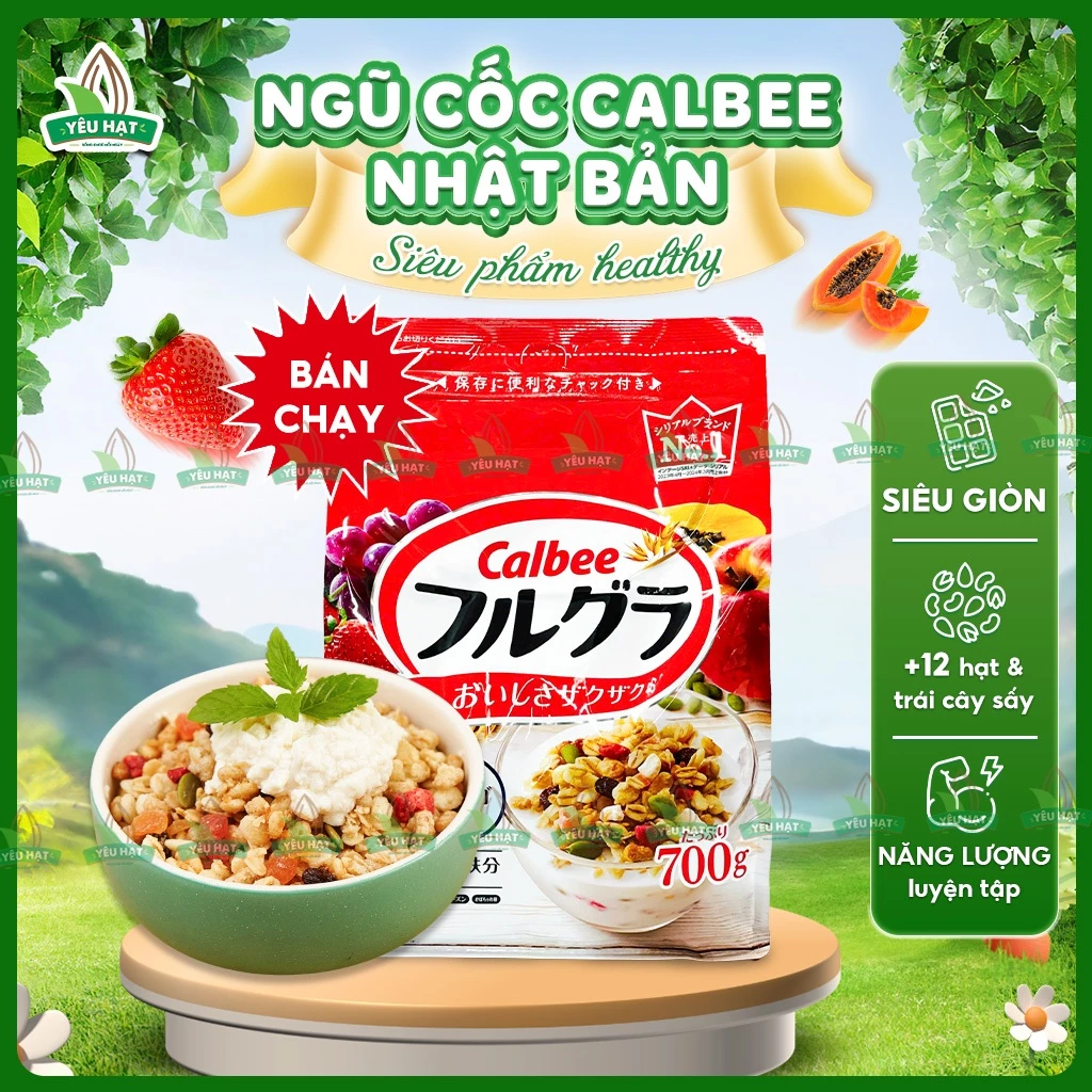 [DATE MỚI] Ngũ Cốc Calbee Nhật Bản Granola Ăn Sáng Healthy Ít Calo Giòn Thơm 700G Yêu Hạt