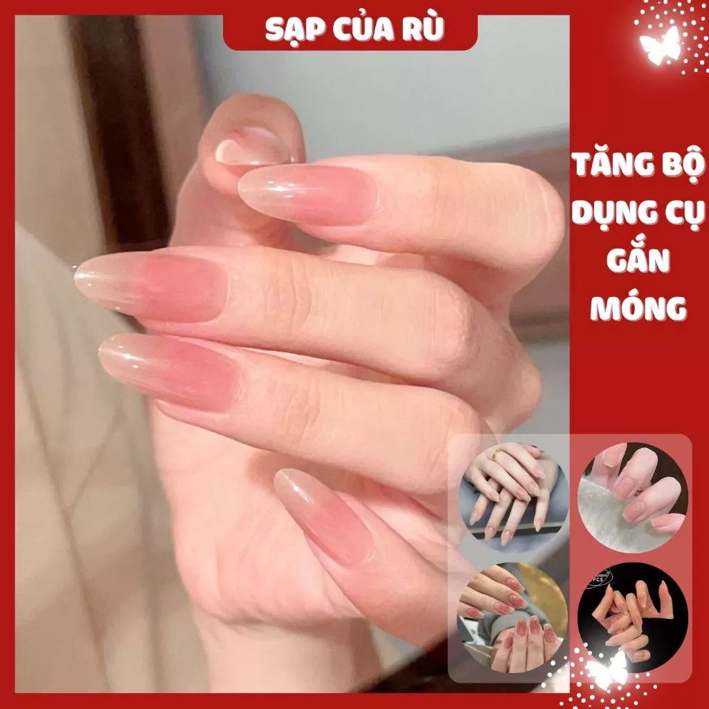[hàng quốc tế]  Nail trơn NGẮN sơn gel thạch 24 miếng