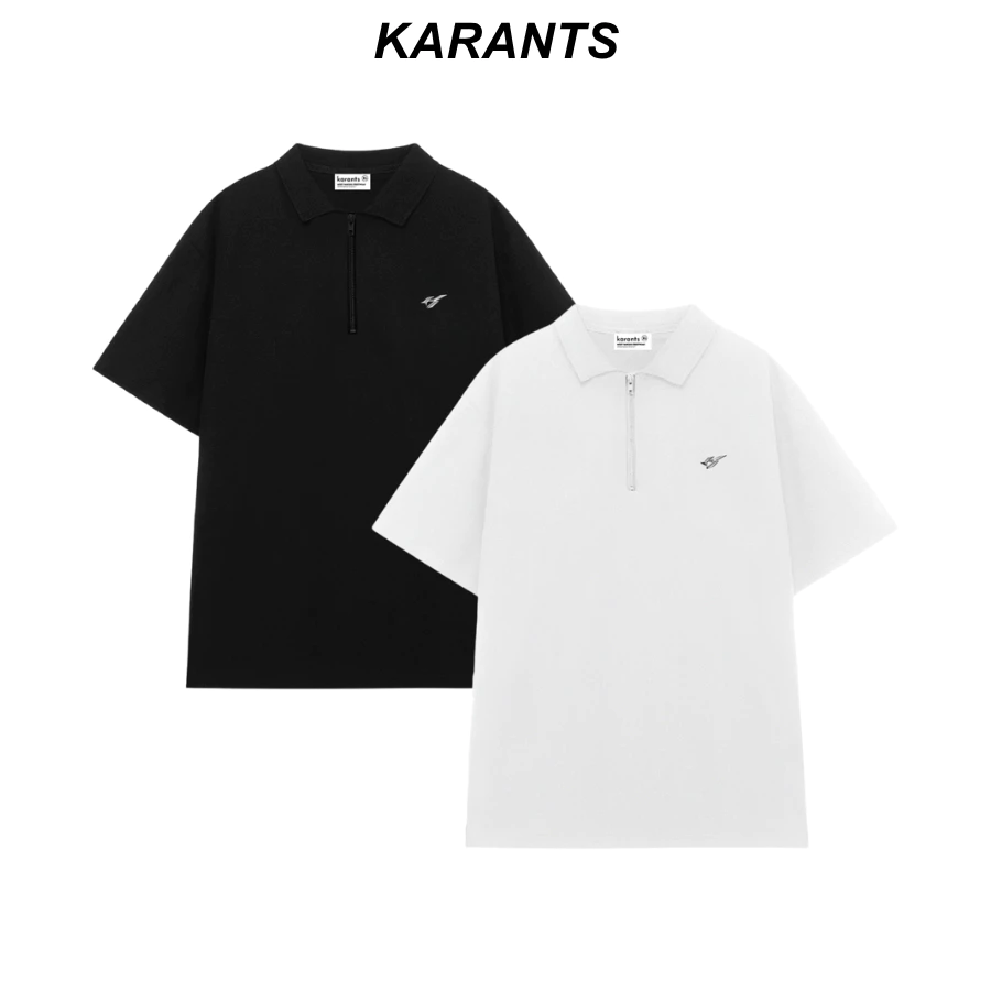 Karants Áo Polo Oversize Trơn Vải Cotton Cá Sấu Gắn Thanh Kim Loại Nam Nữ Unisex - KR259