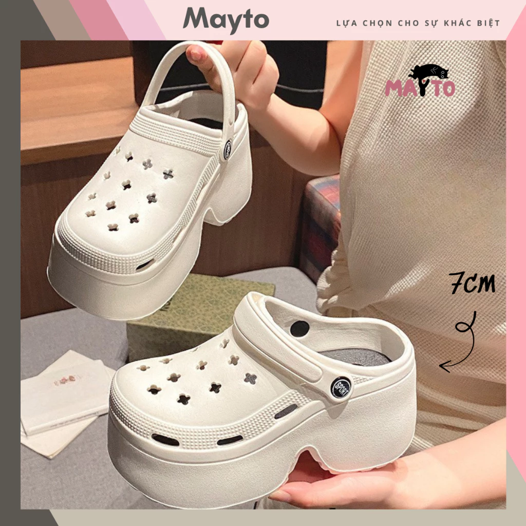 Dép sục nữ đế cao 8cm Mayto form trơn basic dễ thương hottrend Hàn Quốc có quai hậu CS-192