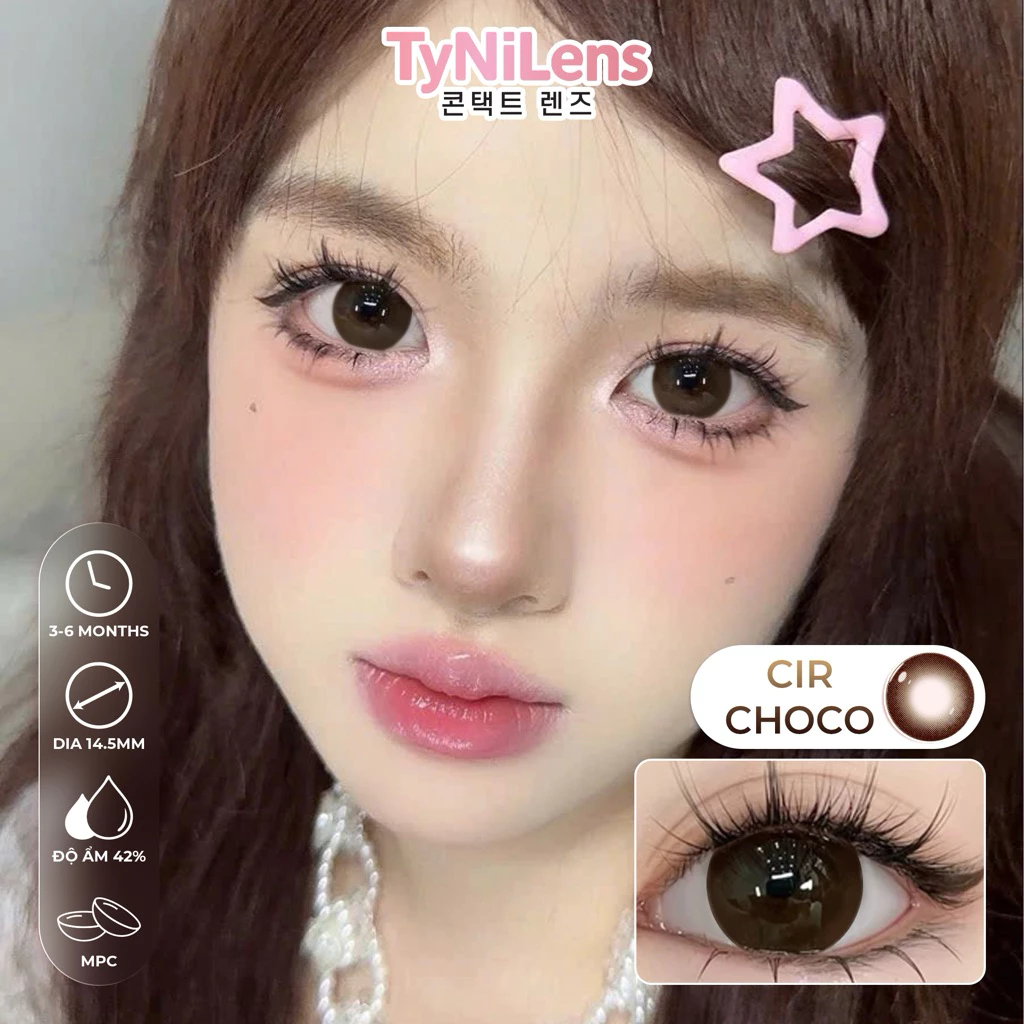 Lens Mắt Nâu Baby TyNiLens CIR CHOCO Giãn to 14.5mm cận 0-8 độ tặng khay gương [chất liệu MPC cao cấp]