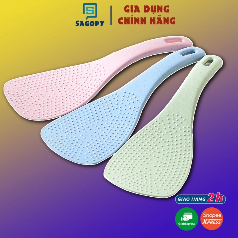 Vá, Muỗng Xới Cơm Lúa Mạch An Toàn, múc cơm màu trơn, vá xới cơm lúa mạch bền đẹp, vừa cầm, tiện lợi