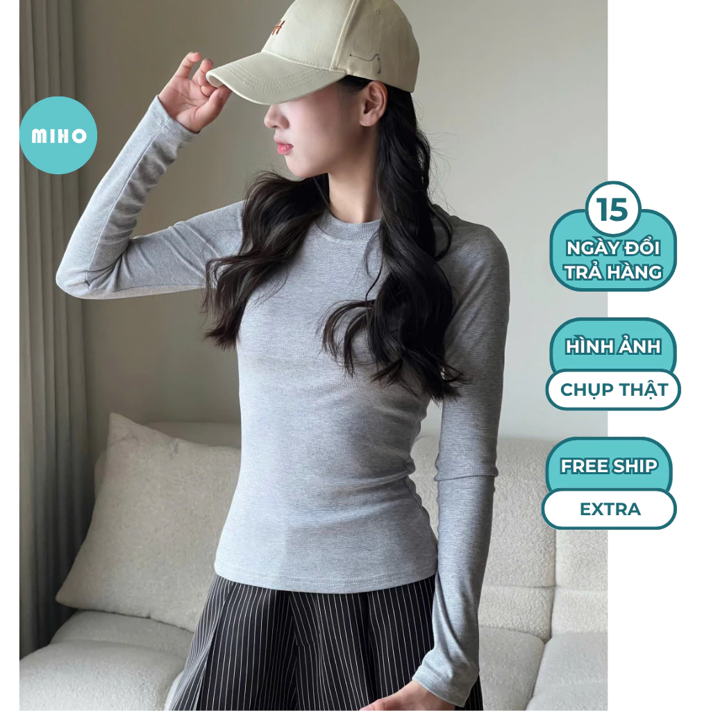 Áo thun cổ tròn dáng body chất vải tiêu Miho House