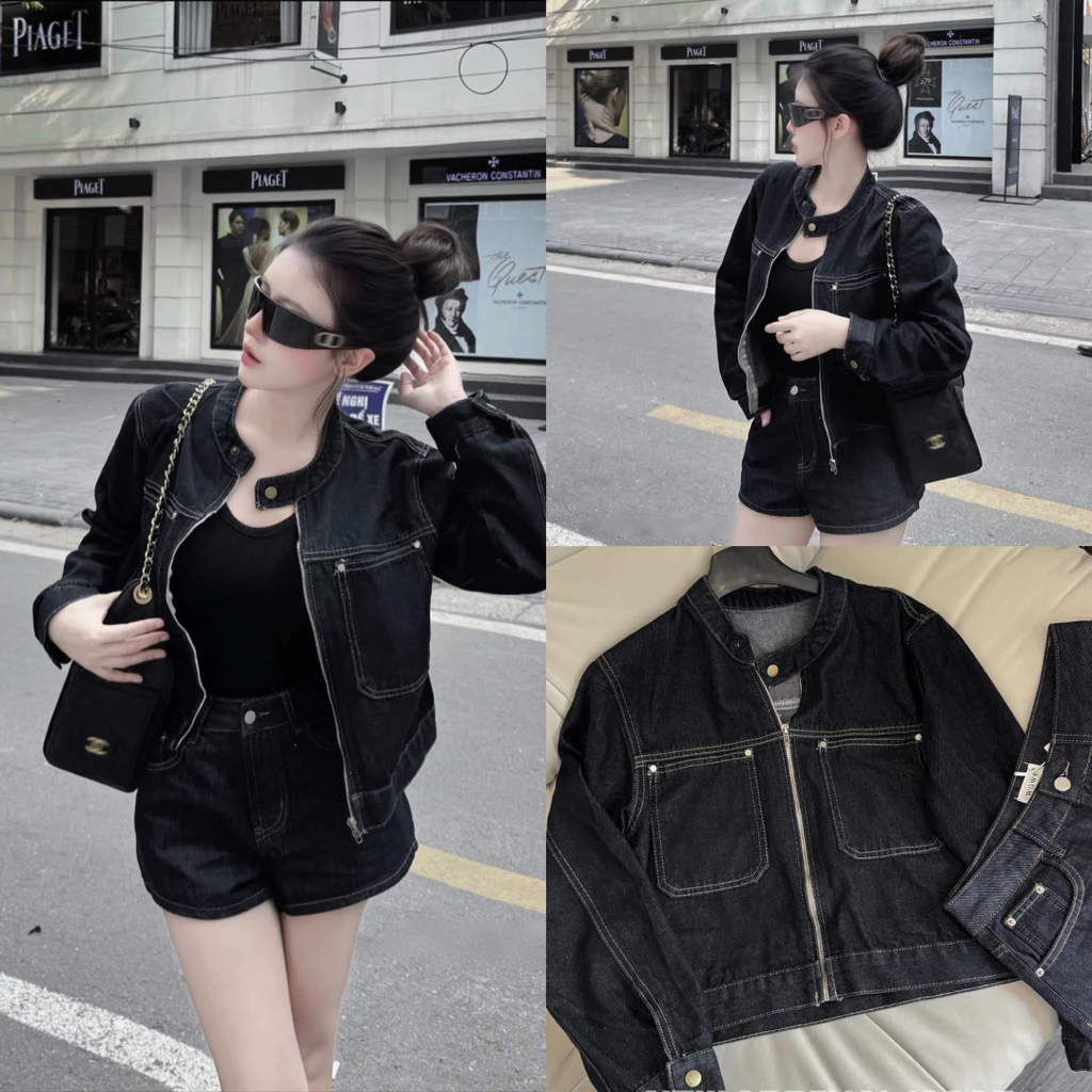 Áo Khoác Bò Anna 6726 (Hàng Quảng Châu Loại 1 Ship Hoả Tốc) Áo Denim Jacket Khoác Jean Form Đẹp Màu Đậm