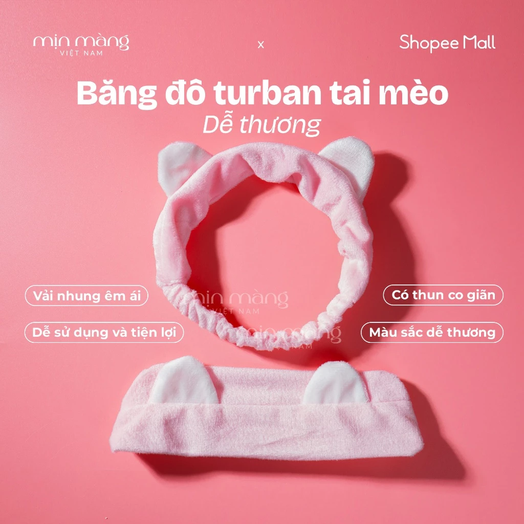 Băng Đô Turban Tai Mèo Dễ Thương, Bờm Tóc Rửa Mặt Bằng Nhung Thiết Kế Tiện Lợi