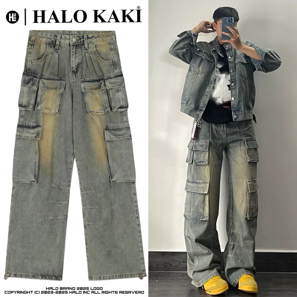 JEANS GILL BOX (Túi hộp đôi 3 mang chiết) - QUẦN JEAN TÚI HỘP TO ỐNG RỘNG PHỦ GÓT GIÀY PHONG CÁCH Y2K