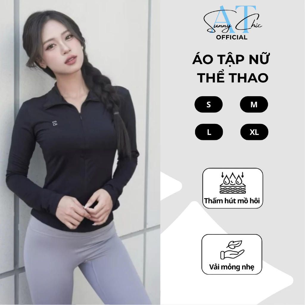 Áo thể thao nữ dài tay cổ polo SUNNYCHIC chống nắng mềm mịn thoải mái tập gym yoga [05]