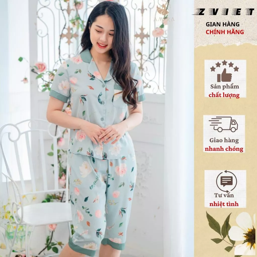 Bộ Pijama Nữ Lụa Cao Cấp Zviet Tay Ngắn Họa Tiết Dễ Thương Mặc Ở Nhà Mùa Hè Đồ Ngủ Nữ Mềm Mịn CL11