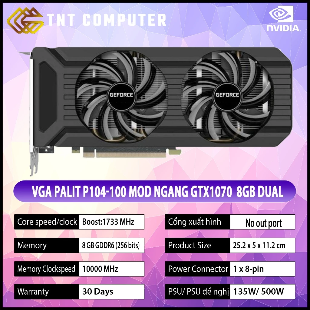 VGA Palit P104-100 Dual 8GB MOD thành GTX 1070 8GB gaming PC hiệu năng 60-80 %  2nd