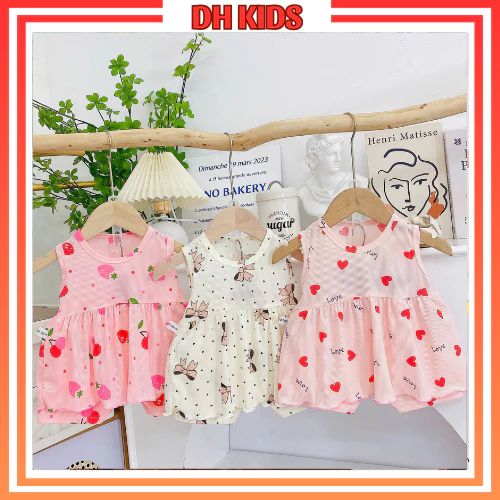 [A06] Đồ bộ bé gái babydoll chất thun tăm lạnh mát mẻ, vải đẹp dễ thương cho bé từ 4 - 16kg - DH KIDS