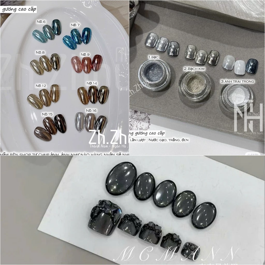Tráng gương trắng trăng tráng giương cực quang,  Tráng gương trắng  cao cấp. phụ kiện nail chính hãng