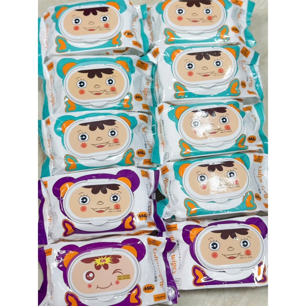 10 BỊCH KHĂN ƯỚT BABY WIPES 650G KHỔ KHĂN SIÊU TO