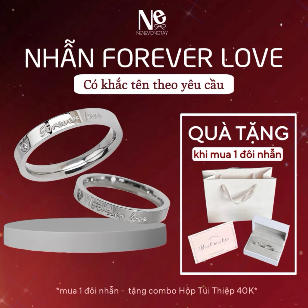 [có lẻ] Nhẫn Titan Forever Love - nhẫn đôi - Khắc tên trong - thép ko gỉ - nhẫn đôi - nhẫn couple