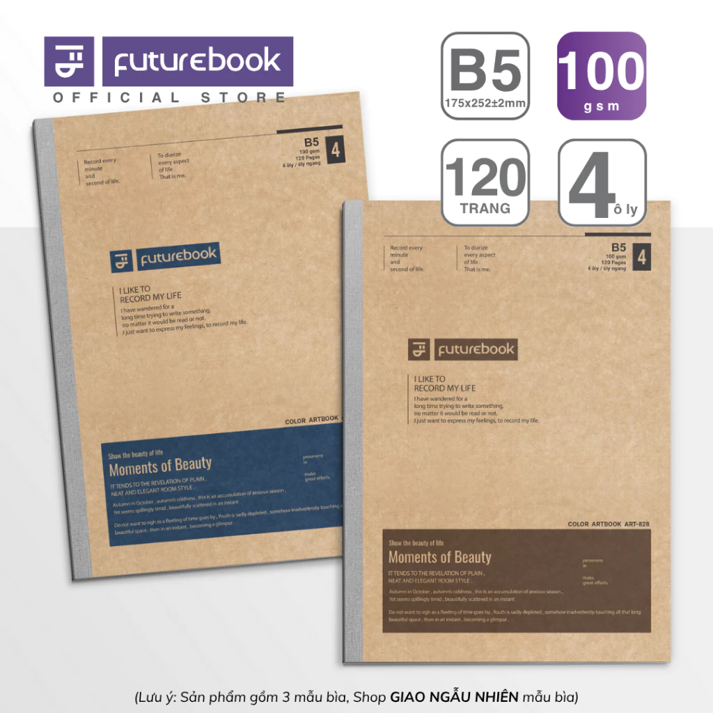 [Bộ 3Q] Tập Học Sinh - Vở Sinh Viên May Chỉ B5 Kẻ Ngang/4 Ô LY FUTUREBOOK 80/120/200 trang 100 gsm - SV ARTBOOK