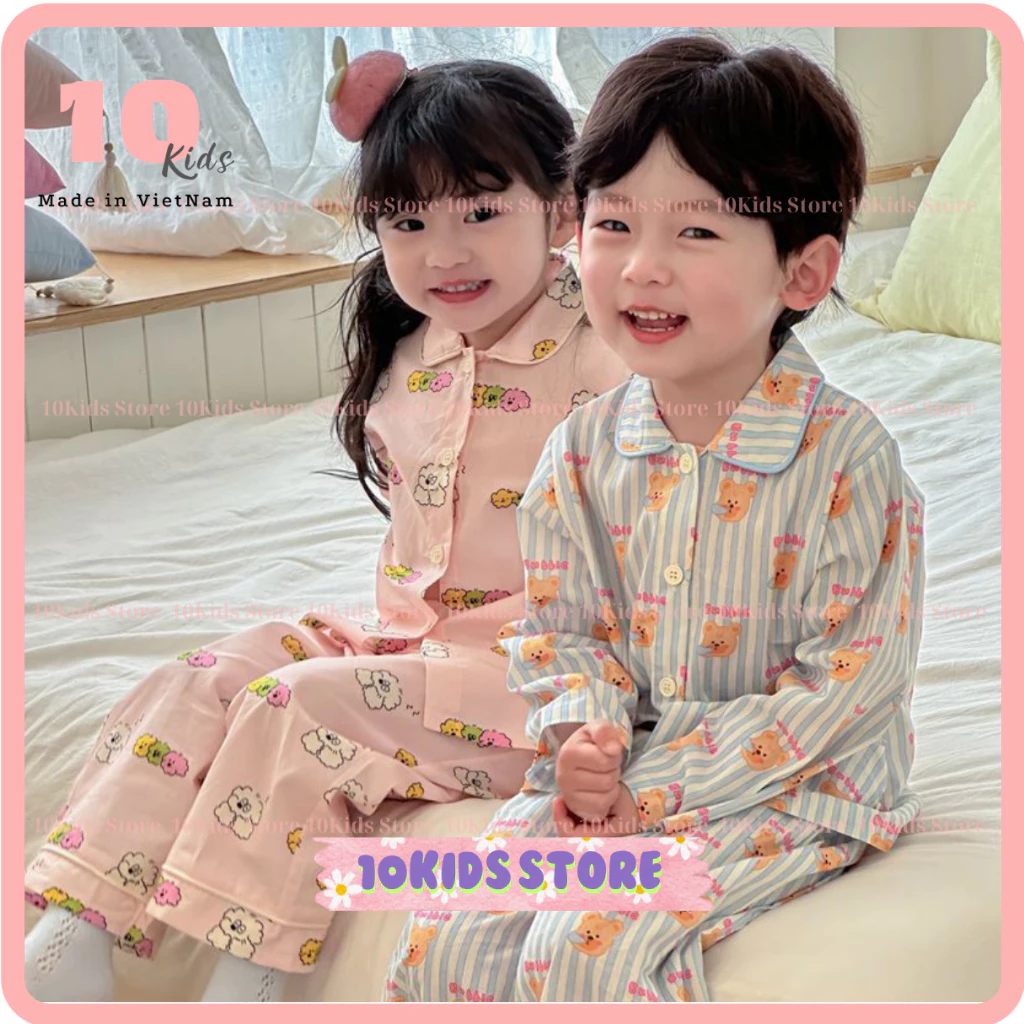 Bộ Đồ Ngủ Pijama Cho Bé Trai, Bé Gái Hoạ Tiết Đáng Yêu - Chất Liệu Lụa Mềm Mát - Đồ Ngủ Cho Bé/ Đồ Mặc Nhà Cho Bé TenKid