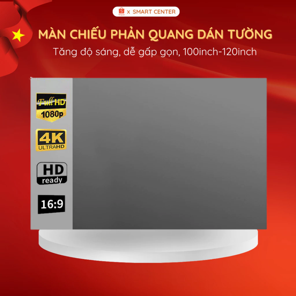 Màn Chiếu Phản Quang 100inch, 120inch - Tăng Độ Sáng Cho Các Loại Máy Chiếu, Gấp Gọn Dễ Vệ Sinh