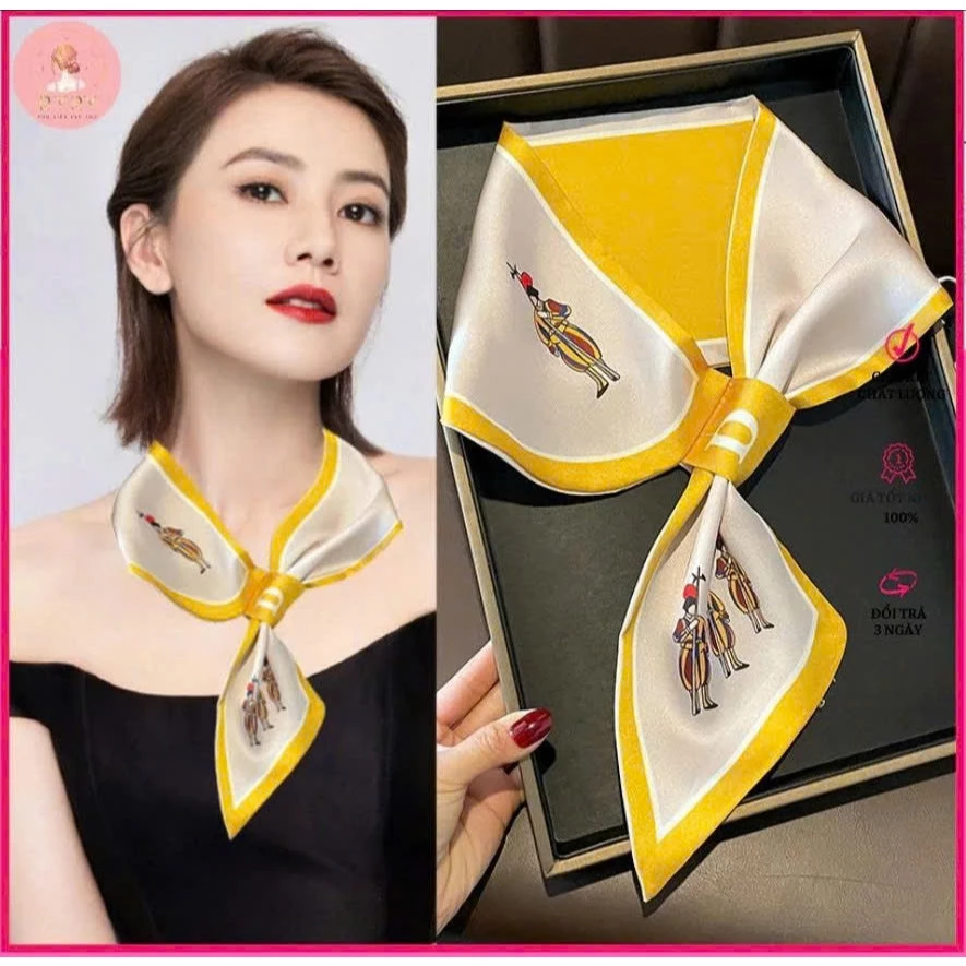 Khăn choàng cổ dài bằng lụa nhân tạo họa tiết đa dạng tùy chọn thời trang cao cấp cho nữ