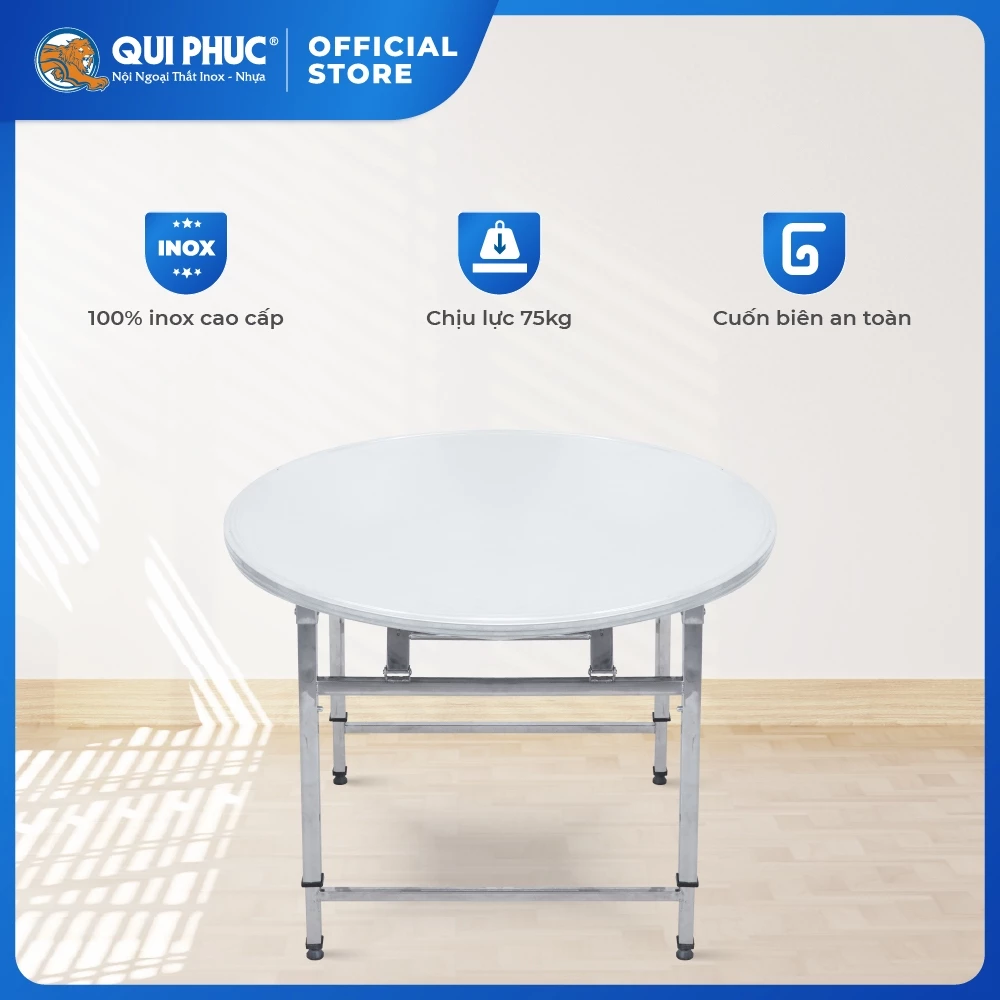 Bàn inox gấp gọn Felix Ceto QUI PHÚC, gấp gọn thông minh, tăng chỉnh chiều cao phù hợp mọi loại ghế