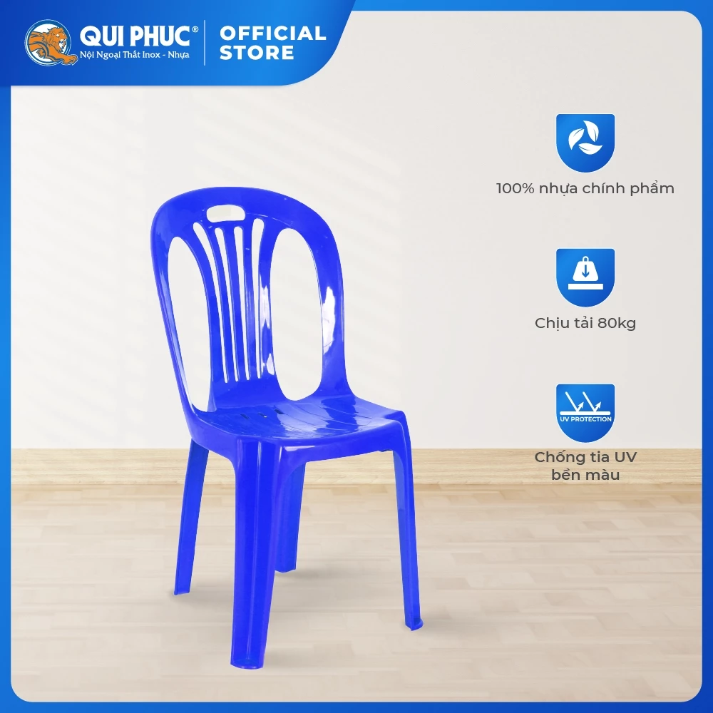 Ghế nhựa tựa lưng QUI PHÚC, size lớn, combo 6,10 ghế, lưng sọc, ghế ngồi chắc chắn, chống trượt, tiện lợi, an toàn