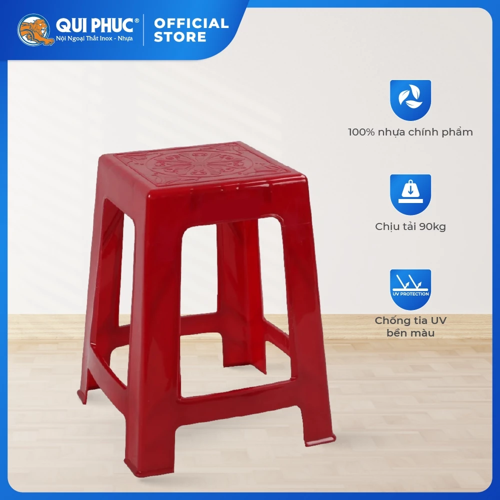 Ghế nhựa cao QUI PHÚC, mặt bông, combo 6,10 ghế, chắc chắn, chống trượt an toàn, tiện lợi, bền màu