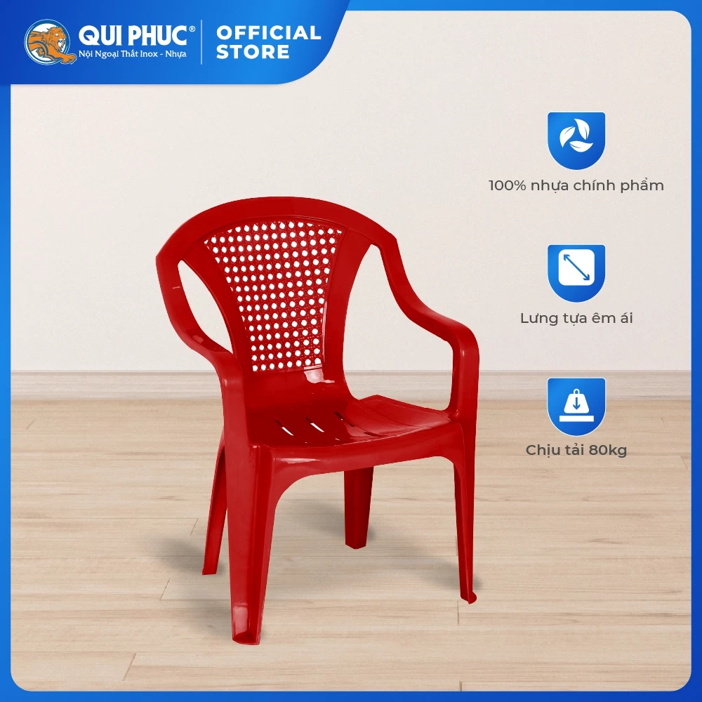 Ghế nhựa tựa lưng QUI PHÚC, combo 6,10 ghế, lưng lưới, an toàn, chắc chắn, tiện lợi, chống trượt, thoải mái
