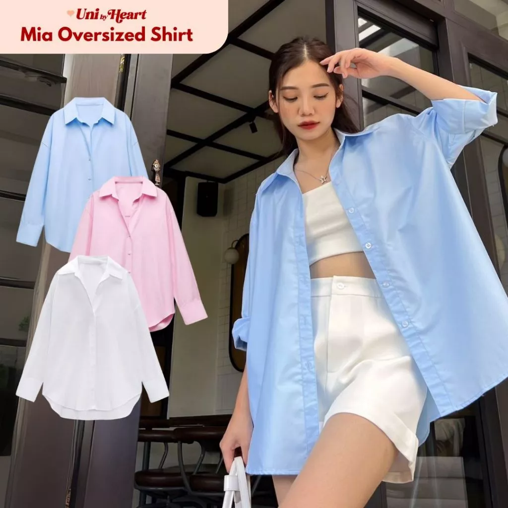 Áo sơ mi oversize Mia Shirt SMI011 thiết kế đuôi tôm, chất liệu mềm mịn - Uni by heart