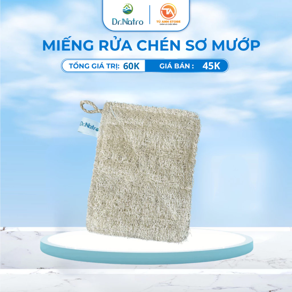 Miếng Rửa Chén Xơ Mướp Dr Natro - Hoàn toàn từ Xơ mướp, an toàn, tự nhiên