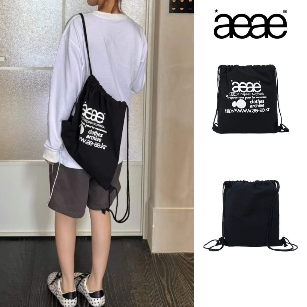 Hàn Quốc daishop aeae dây rút hai vai túi vải ba lô nữ in bó túi