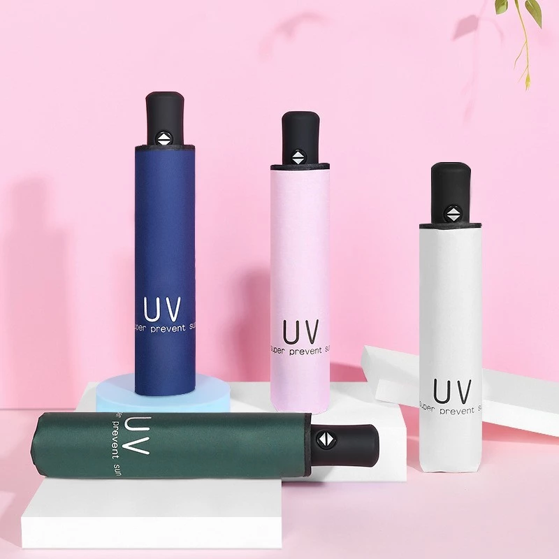 Dù Che Mưa Loại Dày Phủ Lớp Chống Tia UV, Ô Che Nắng Gấp Gọn Cầm Tay Nhiều Mẫu 8 Nan Cứng Cáp