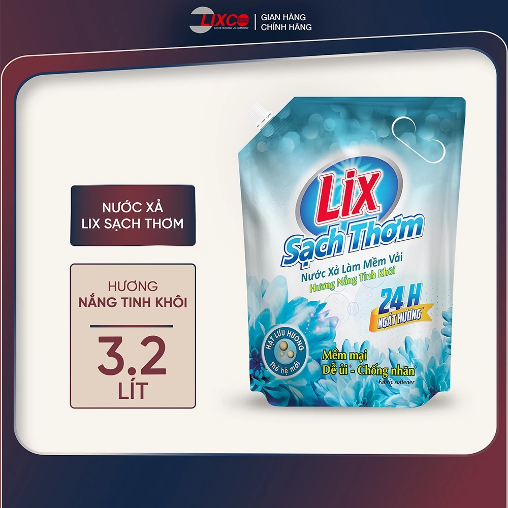 Nước xả Lix làm mềm vải sạch thơm hương nắng tinh khôi, nước xả vải thơm lâu Lixco Việt Nam