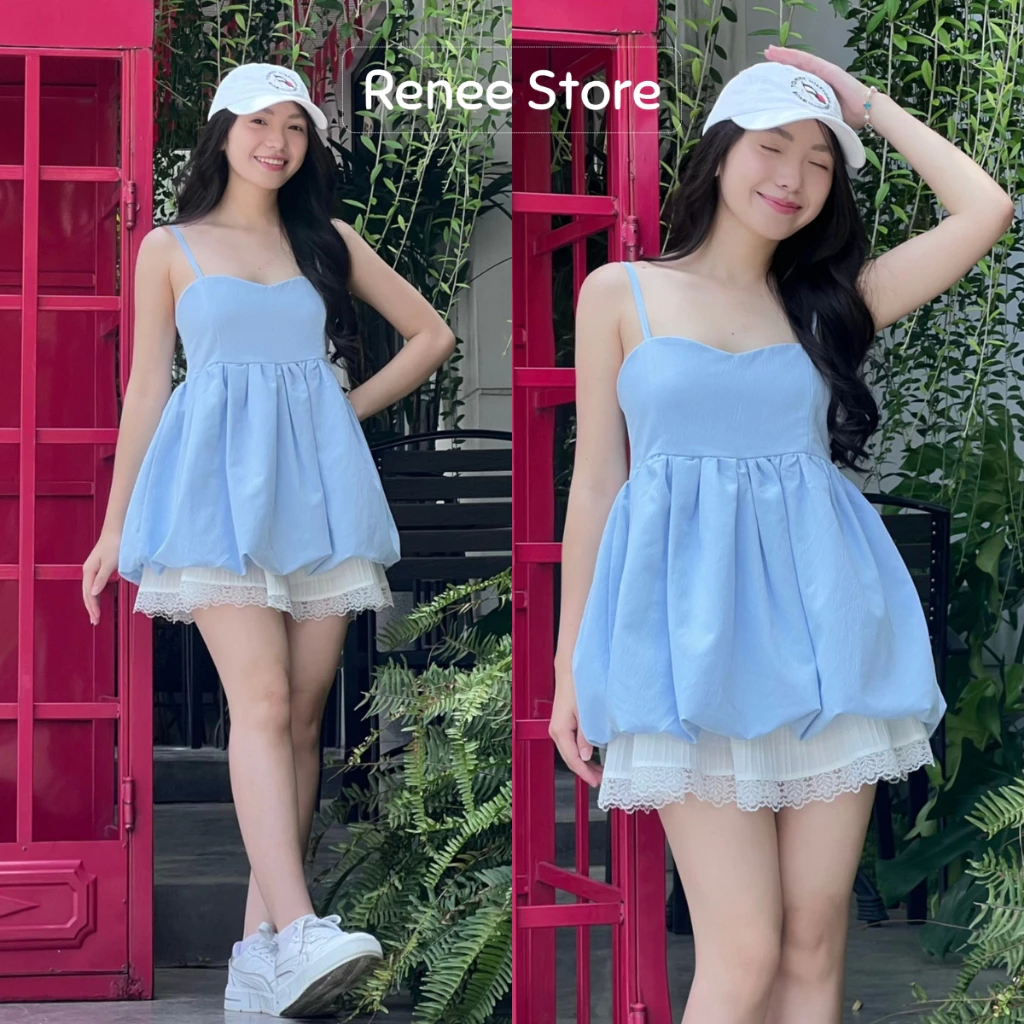 Áo 2 dây dáng bí chất thô mềm phối bo chun lưng co giãn Renee Store - A1355