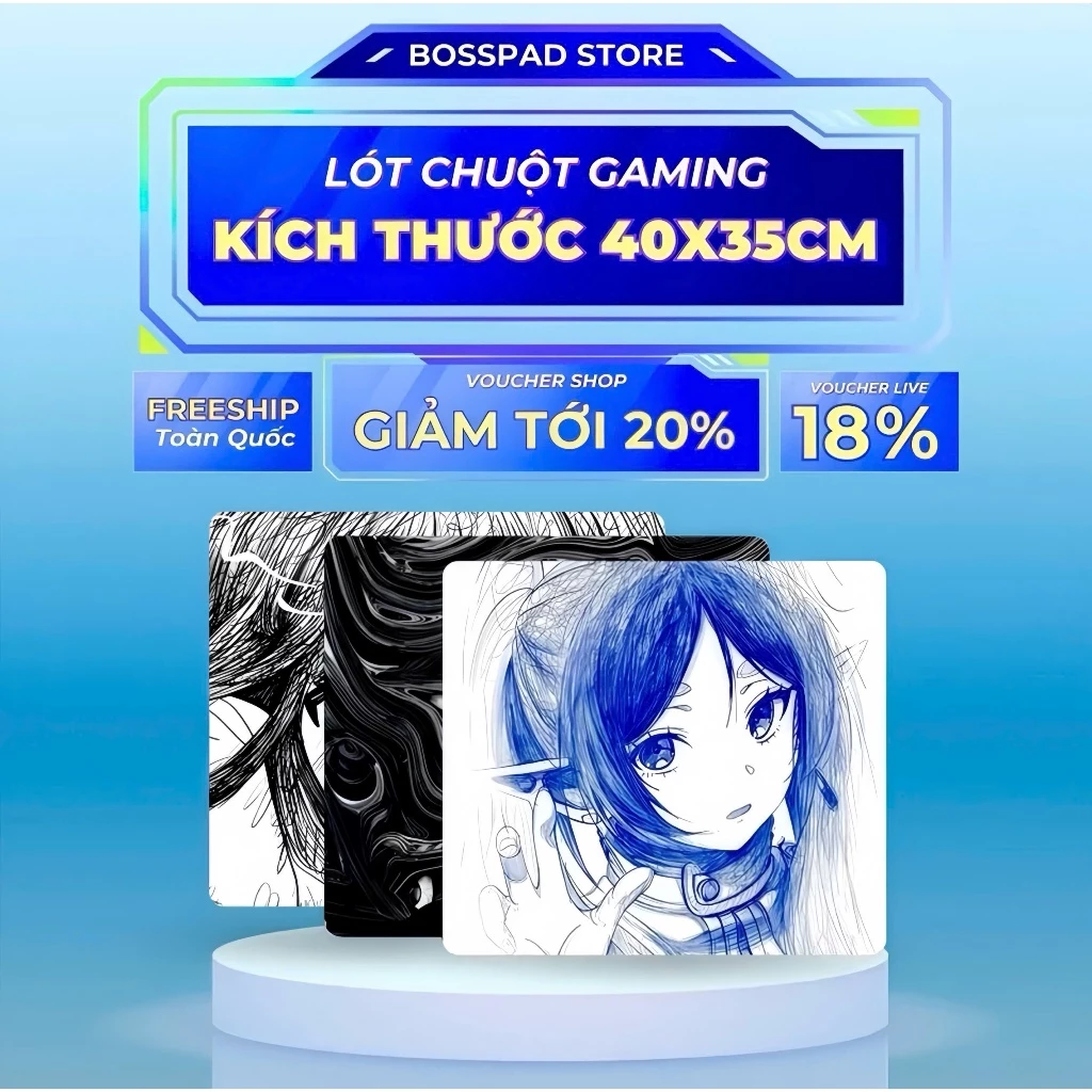 Lót Chuột Pad Chuột Chuyên Game FPS 35x40cm Độ Dày 4MM Bề Mặt Speed Di Chuột Cực Mượt Đa Dạng Mẫu Mã
