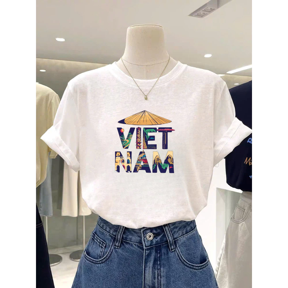 Áo thun Việt Nam , áo thun nữ ngắn tay chất XƯỢC GIẤY in hình Việt NAM, áo thun nữ tay ngắn dáng rộng.