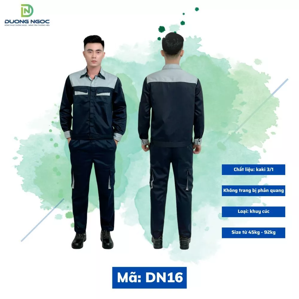 Quần Áo Bảo Hộ Lao Động Dương Ngọc, Đồ Công Nhân, Đồng Phục BHLĐ Nam Nữ Màu Ghi Phối Xanh Thấm Hút Mồ Hôi Đủ Size DN16