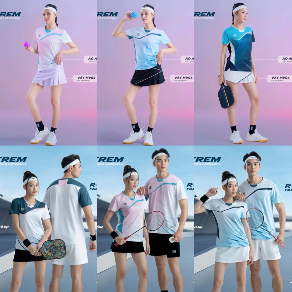 Áo Thể Thao AM04 Chuyên Cầu Lông, Pickleball, Tennis Phối Màu Nổi Bật