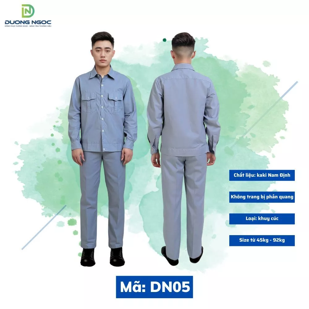Đồ Công Nhân, Bộ Bảo Hộ Lao Động Đồng Phục BHLĐ, Quần Áo Sửa Xe Màu Xám, Ghi Vải Kaki Mềm Mát Đủ Size DN05