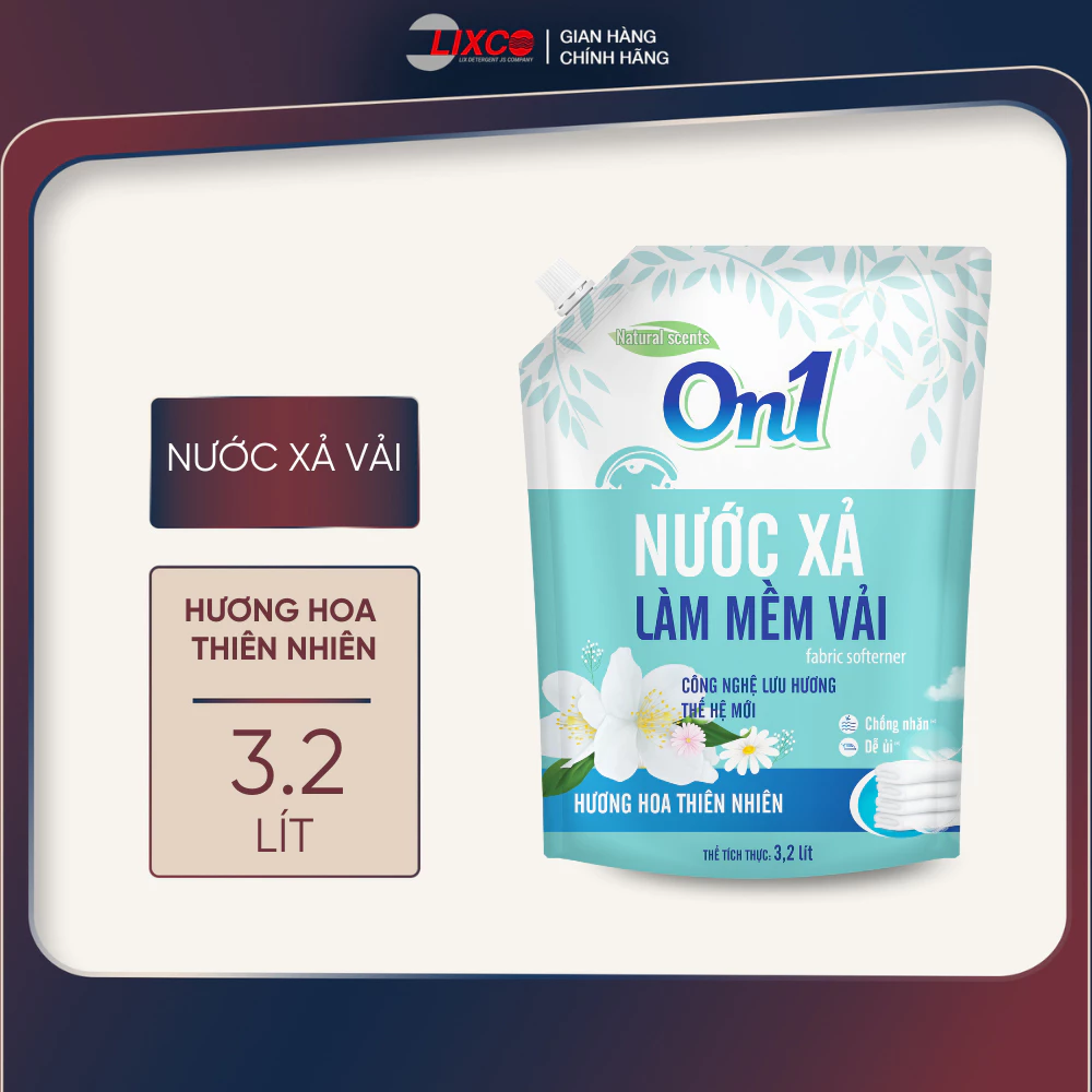 Nước xả vải ON1 hương hoa thiên nhiên nhiều dung tích 1,8L- 2.2L-3.2L - xả quần áo lưu hương trên từng sợi vải