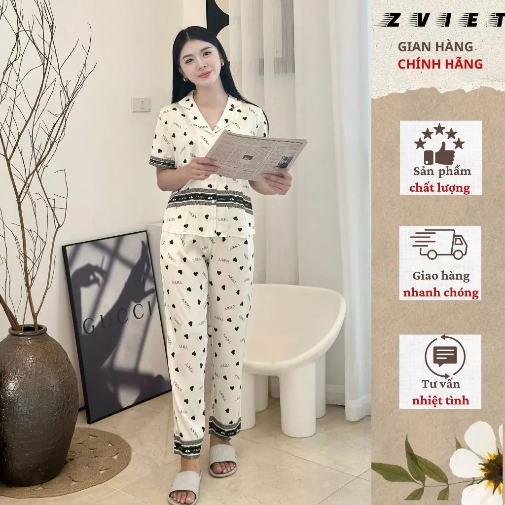 Bộ đồ ngủ nữ bộ Pijama quần quần dài cộc tay Mềm Mịn, Thiết Kế Thanh Lịch Dành Cho Mẹ Bỉm Phụ Nữ 30