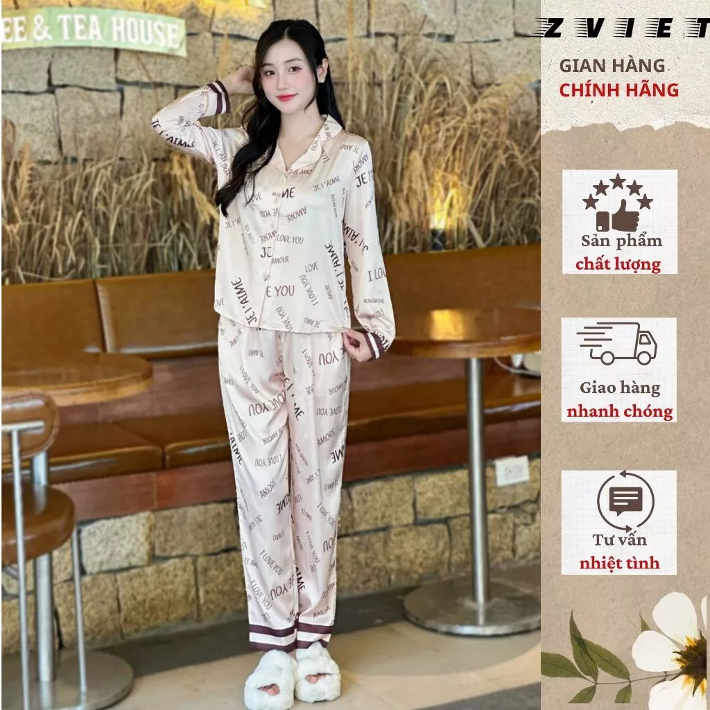 Bộ đồ ngủ nữ bộ Pijama Zviet dài tay – Mềm mại, thoáng mát, phù hợp mẹ bỉm & phụ nữ mặc nhà – Mã DD6