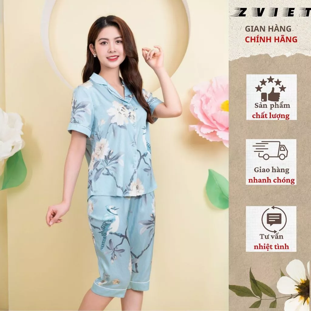 Bộ Pijama Lụa Quần Lửng Latin Zviet Cao Cấp – Mềm Mịn Mát ,Thoải Mái Mặc Ở Nhà, Làm Việc Nhà,Phụ Nữ