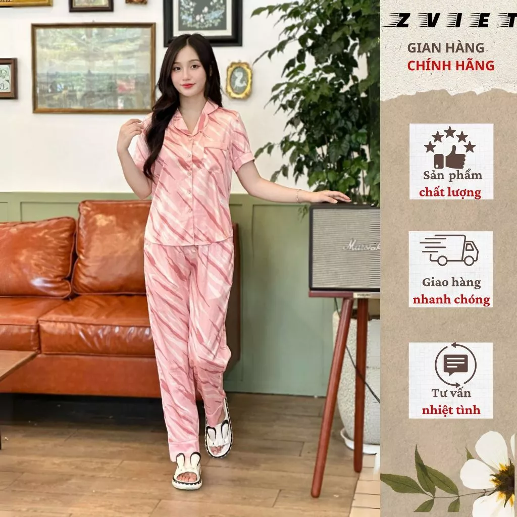 Bộ đồ ngủ nữ bộ Pijama Lụa Mát  ZVIET A3  Nhẹ Nhàng Trẻ Trung, Mặc Nhà Cho Nội Trợ, Phụ Nữ Sau Sinh