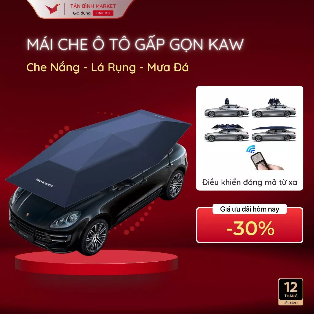 Mái Che Ô Tô Gấp Gọn Tự Động KAW - Che Nắng Mưa, Lá Rụng, Tia UV Hiệu Quả