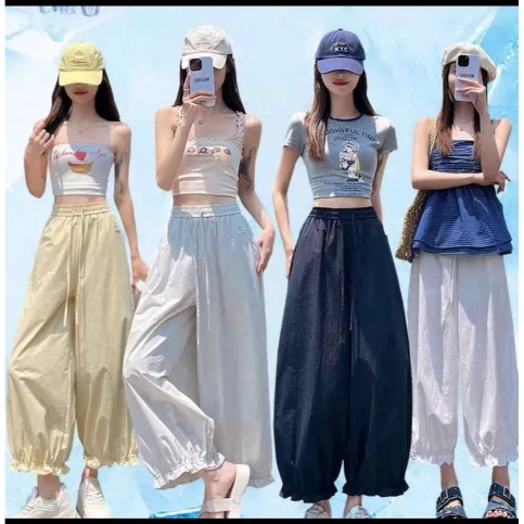 Quần bom ống  rộng phối bèo nhún chất gió  phong  cách Hàn Quốc CAMASTORE M12501