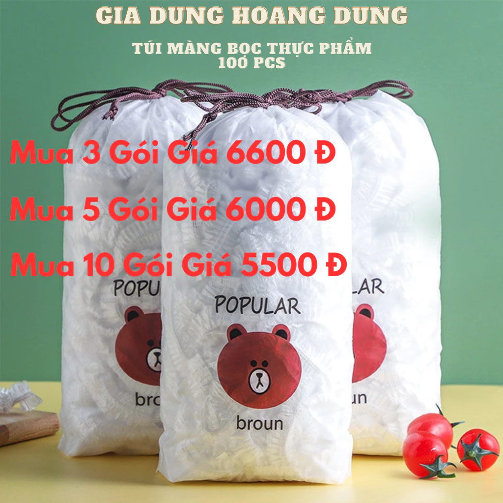 Màng Bọc Thực Phẩm PE Túi Gấu Túi Bọc Thức Ăn Có Chun Co Giãn Tái Sử Dụng