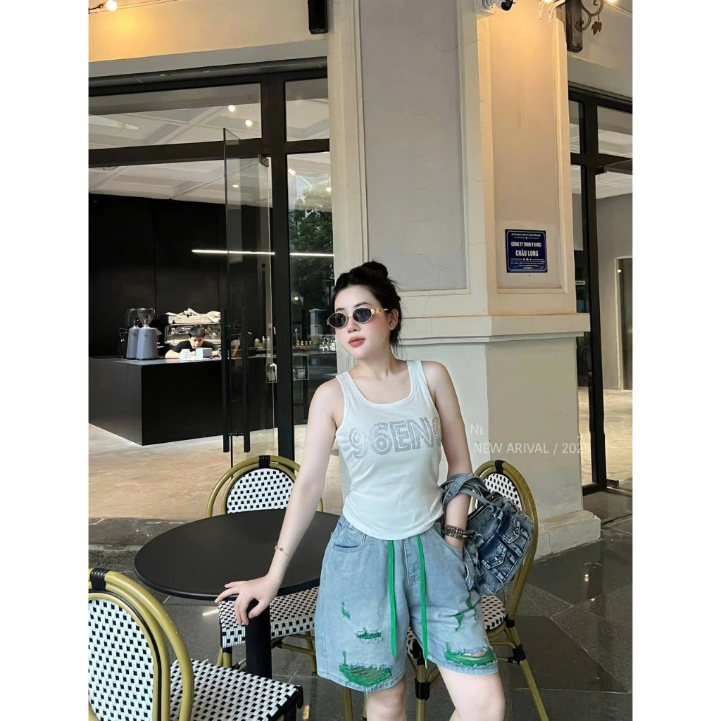 Quần jean ngố nữ rách cạp chun có dây rút nhiều màu [m57]