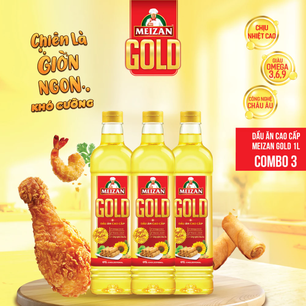 Combo 3/6 Dầu ăn Meizan Gold 1L