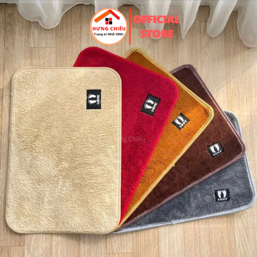 Thảm lau chân lông cừu len mềm 40x60cm đế cao su thấm hút nước dễ vệ sinh - Hưng Chiếu ED06