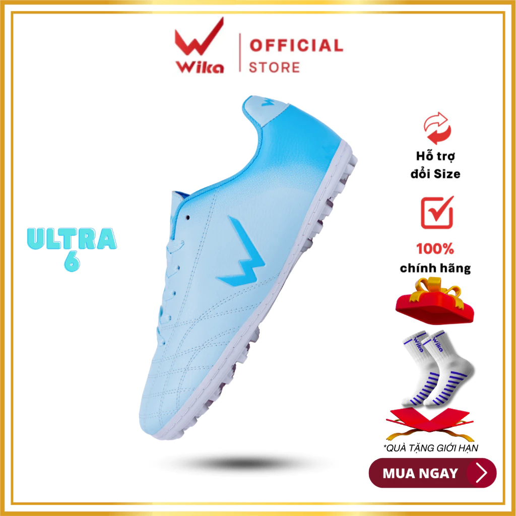 Giày Đá Bóng Wika Ultra 6 Cho Sân Cỏ Nhân Tạo, Da Nhăn Cao Cấp, Đã Khâu Toàn Bộ Đế